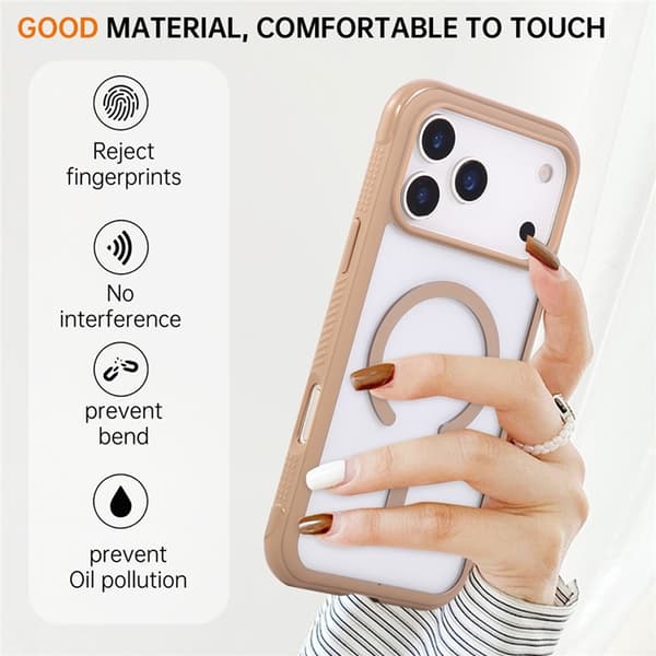 Mobilskal till iPhone 17 Pro Max MagSafe TPU+PC Transparent - Brun Beige