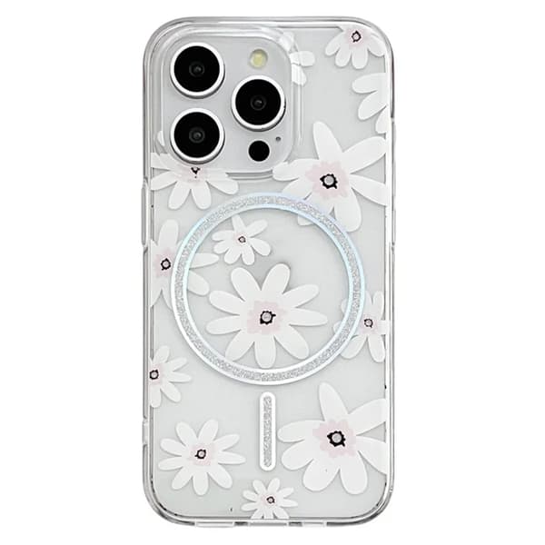 Mobilskal till iPhone 16 Pro Max MagSafe Laser Floral Vit