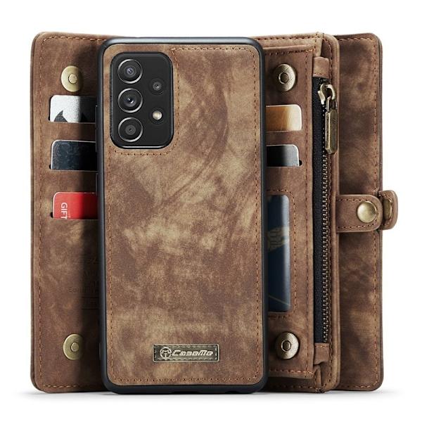 CASEME Multi-function KonstLäder Mobilskal för Samsung Galaxy A52 - Brun