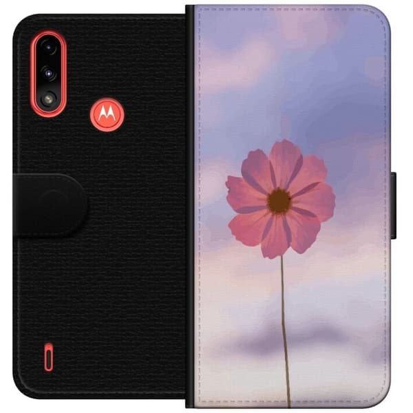 Plånboksfodral till Motorola Moto E7 Power med Rosa blomma