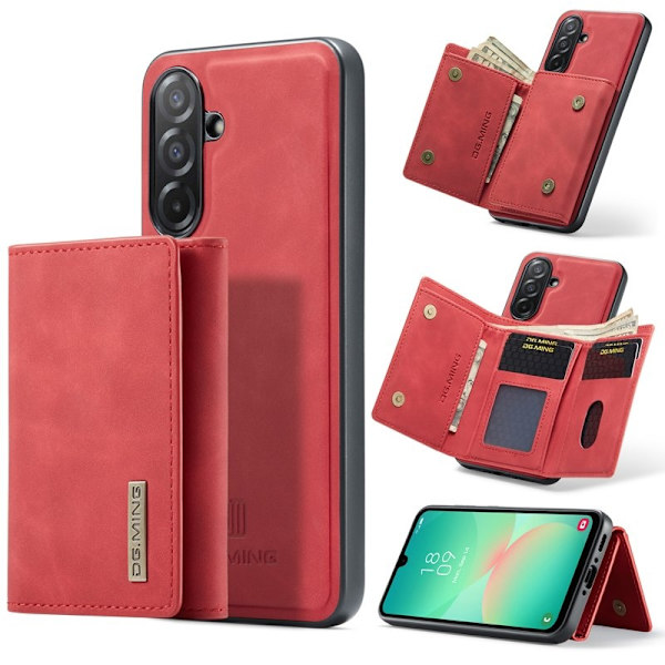 DG.MING Samsung Galaxy A26 5G Konstläder Plånboksfodral Röd