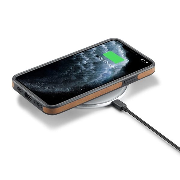 DG.MING Mobilskal till iPhone 11 Pro Max Läderbeläggning Brun