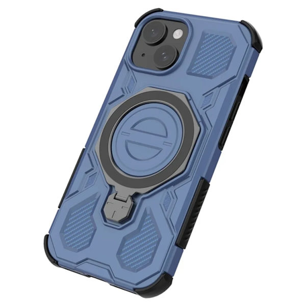 Mobilskal till iPhone 15 Plast Shockproof Med Ställ - Blå Blå