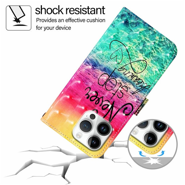 iPhone 16 Pro Plånboksfodral Printing Pattern Med Rem Flerfärgad