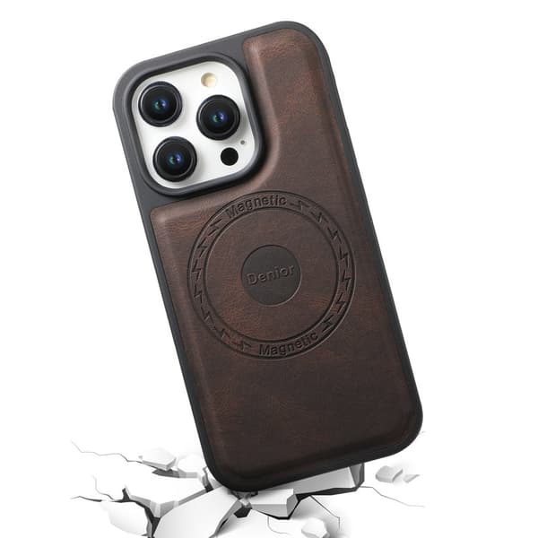 DENIOR Mobilskal till iPhone 15 Pro Max PU Läder Belagt PC+TPU - Brun
