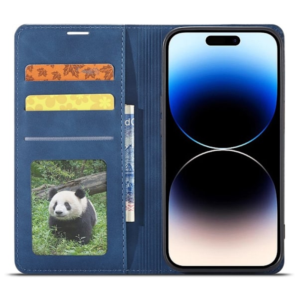 FORWENW iPhone 14 Pro Max Plånboksfodral Konstläder - Blå