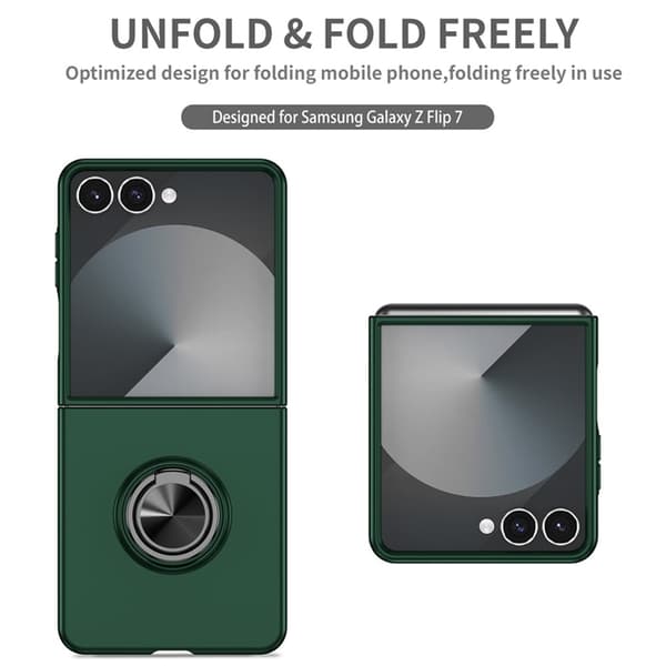 Mobilskal till Galaxy Z Flip 7 5G Rotatable Ring Kickstand Grön