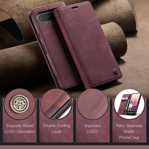 CASEME 013 Plånboksfodral för Google Pixel 10 Pro/10/9 Pro/9 - Röd