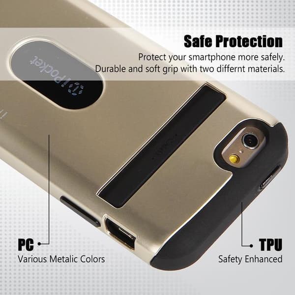 Mercury iPocket Premium skal med kortplats till Apple iPhone 6(S) Plus - Gold Guld