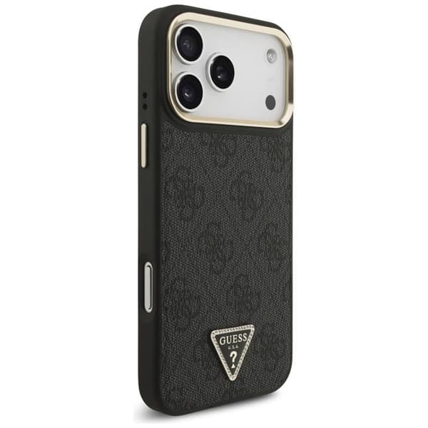 Guess telefontaske til iPhone 17 Pro Max MagSafe 4G trekantlogo - sort guld