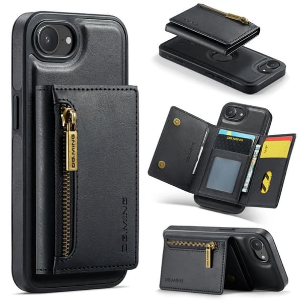 DG.MING M5 Series Mobilskal till iPhone 16e Magnetiskt Konstläder Svart