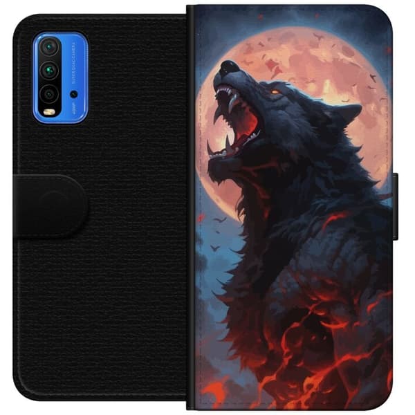 Plånboksfodral till Xiaomi Redmi Note 9 4G med Ylande varg
