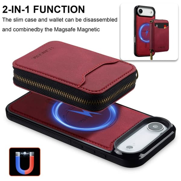 LC.IMEEKE L6 iPhone Air Plånboksfodral Magnetiskt - Röd Konstläder