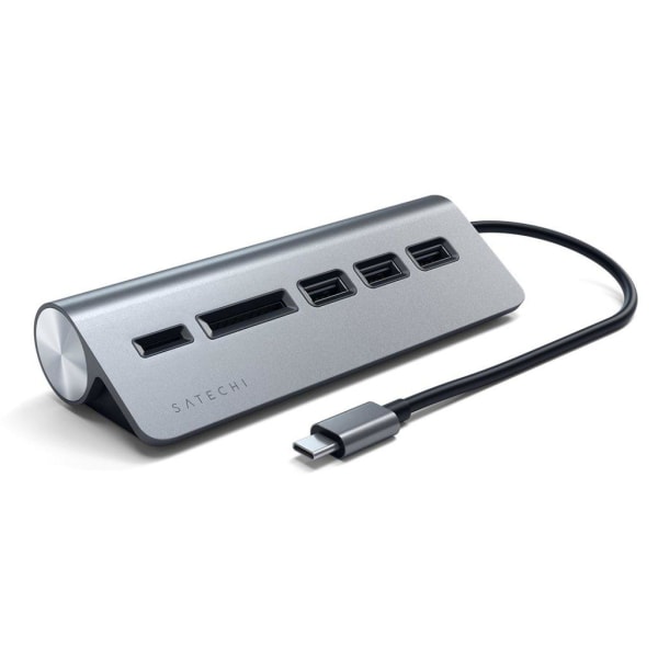 Satechi USB-C Aluminum USB-hub & Minneskortläsare - Grå grå