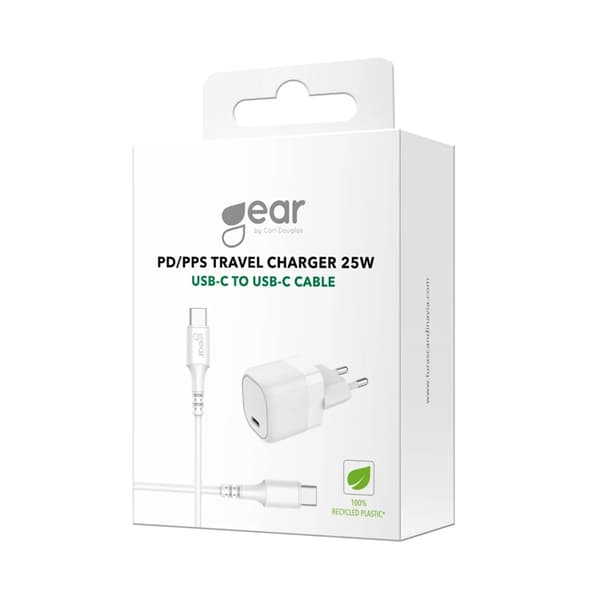 Gear Hurtig Oplader 25W 1xUSB-C 220V USB-C-USB-C 1m Kabel - Hvid Vit
