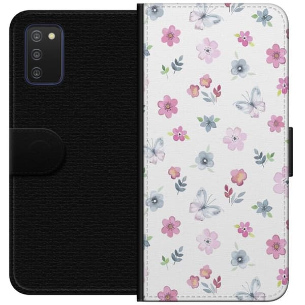 Pungcover til Samsung Galaxy A03s med Blomster og sommerfugle