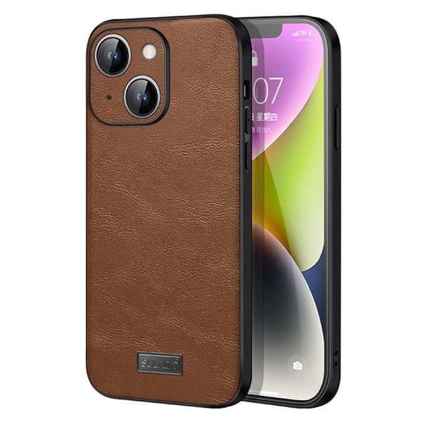 SULADA Mobilskal till iPhone 15 PU Läder Coated TPU+PC Drop Skydd Brun