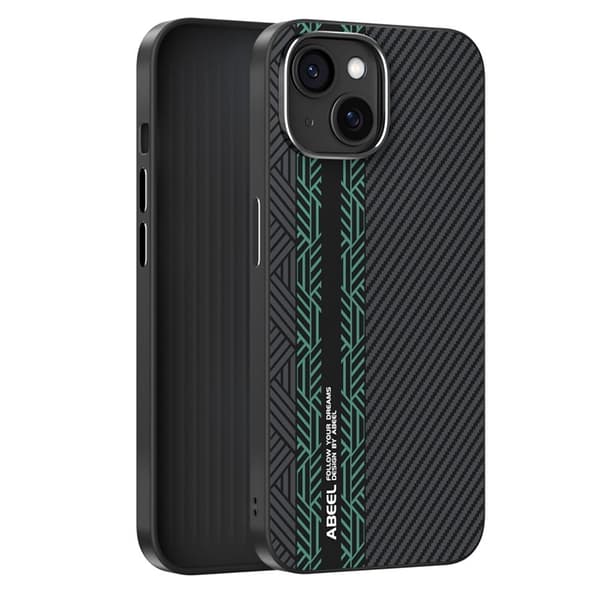ABEEL Mobilskal till iPhone 13 PC TPU Aluminium PU Läder MagSafe - Textur 2