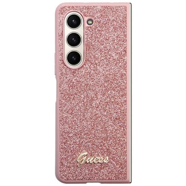 Guess Galaxy Z Fold 5 Mobilskal Läder 4G Triangle Strass - Rosa Rosa