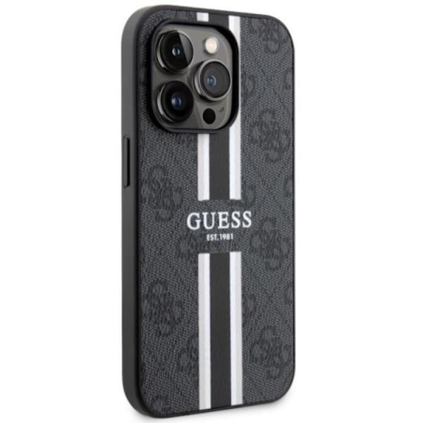 Guess iPhone 14 Pro Max Mobilskal MagSafe Printed Stripes Svart