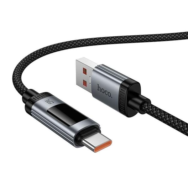 HOCO USB-A til USB-C 100W Kabel 6A 1.2m med Display U148 - Sort Svart