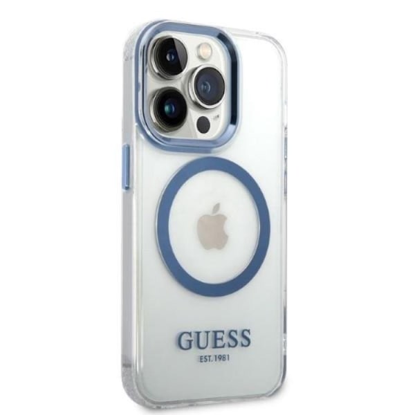 GUESS iPhone 14 Pro Max Skal Magsafe Metal Outline - Blå