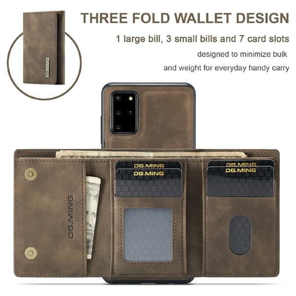 DG.MING Magnetisk Plånboksfodral för Samsung Galaxy S20 Plus - Brun
