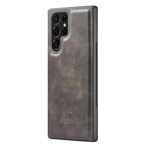 DG.MING Galaxy S23 Ultra Äkta Läder Plånboksfodral Detachable Magnet Grå