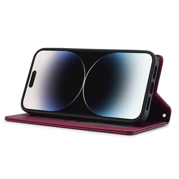 LC.IMEEKE L2 Series iPhone 14 Pro Max Plånboksfodral Konstläder - Röd