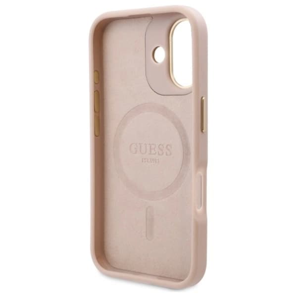 Guess Mobilskal till iPhone 16 MagSafe 4G Logo Plate - Rosa Rosa
