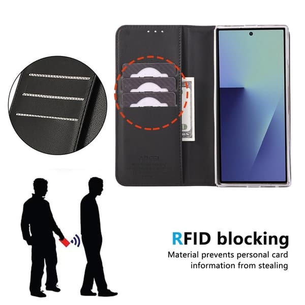 ABEEL Samsung Galaxy Z Fold7 5G Plånboksfodral RFID-Skydd Konstläder Svart