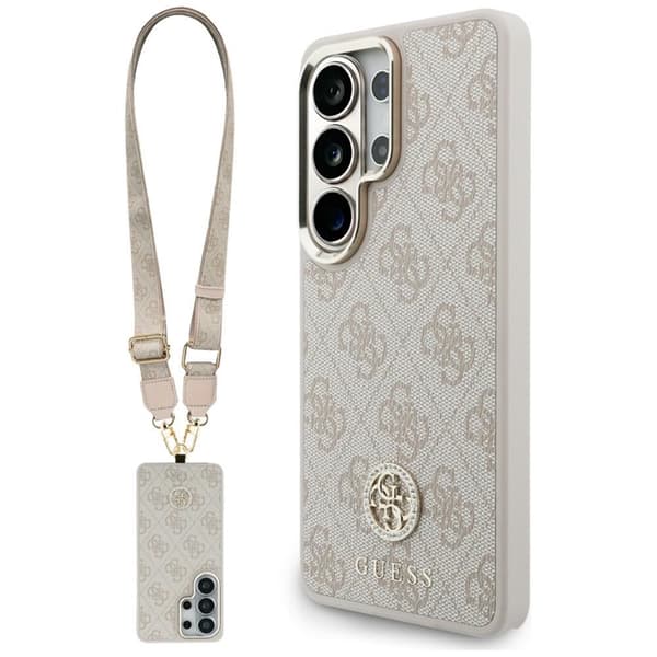 Guess Mobilskal För Galaxy S26 Ultra MagSafe 4G Big Rhinestone Triangle Strap Rosa