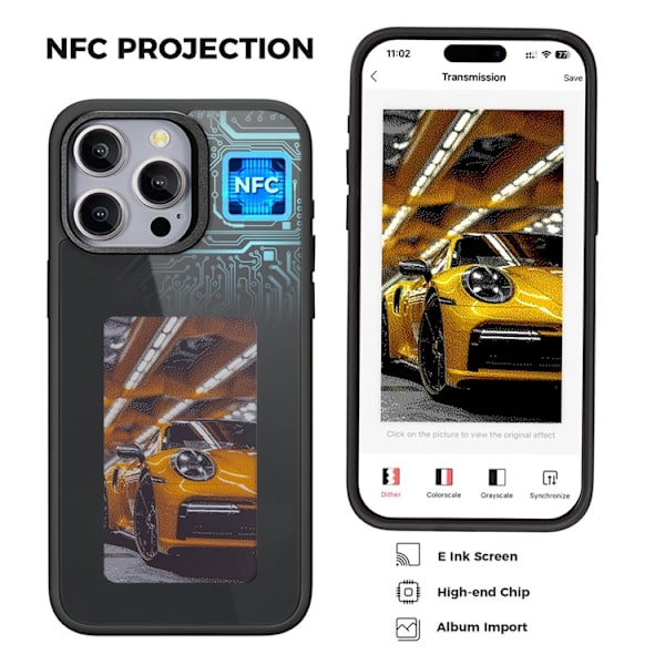 Mobilskal till iPhone 14 Pro Max E Ink 4-Color Display Customized Svart