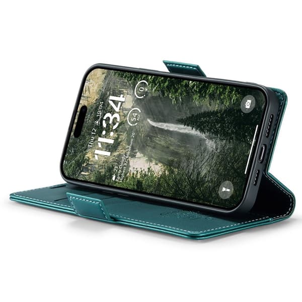 CASEME iPhone 16 Plus Plånboksfodral Konstläder RFID-Skydd Grön