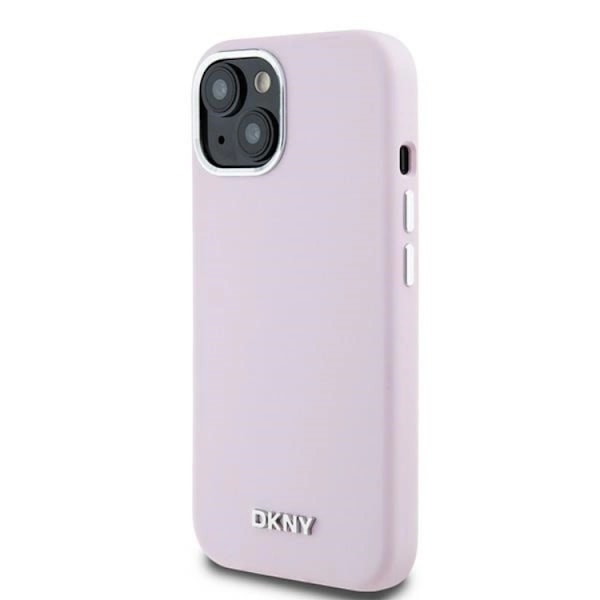 DKNY iPhone 14 Mobilskal Magsafe Liquid Silikon Small Metal Logo - Rosa