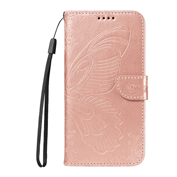 OnePlus 15 Plånboksfodral Butterfly Pattern Konstläder Roséguld