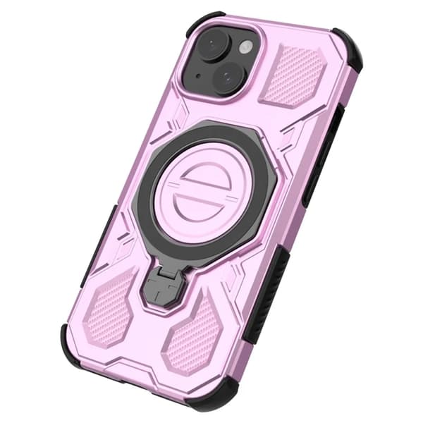 Mobilskal till iPhone 15 Plast Shockproof Med Ställ - Rosa Rosa