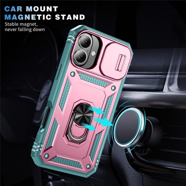 Mobilskal till iPhone 17 Slide Camshield Kickstand - Rosa/Grön Rosa