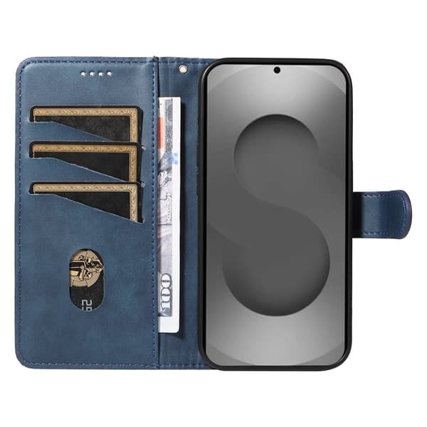 Samsung Galaxy S26 Ultra Plånboksfodral T-formade Linjer Konstläder - Blå