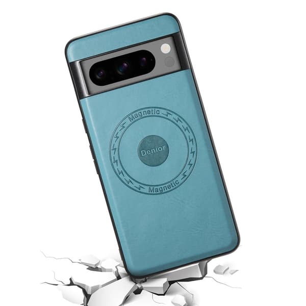 DENIOR Google Pixel 8 Pro Fodral Magnetiskt KonstLäder + PC - Blå