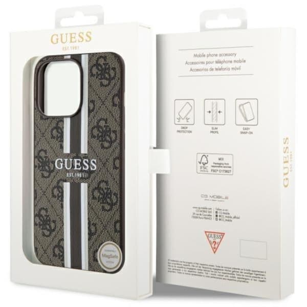 Guess iPhone 13 Pro Max -puhelinkuori MagSafe 4G Printed Stripes - B Brun