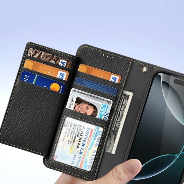 Dux Ducis iPhone 16 Pro Max Pung Taske Lawa Læder - Sort Svart