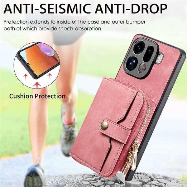 Oppo Find X9 Pro 5G Kortfack Plånboksfodral Konstläder - Rosa