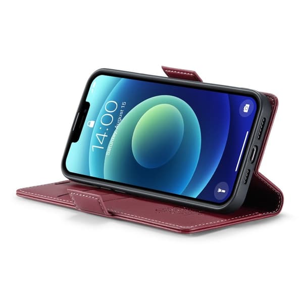 CASEME Plånboksfodral Konstläder för iPhone 12/12 Pro - Röd