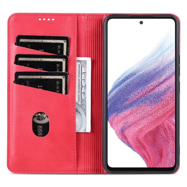 AZNS Samsung Galaxy S23 FE Plånboksfodral Konstläder - Röd