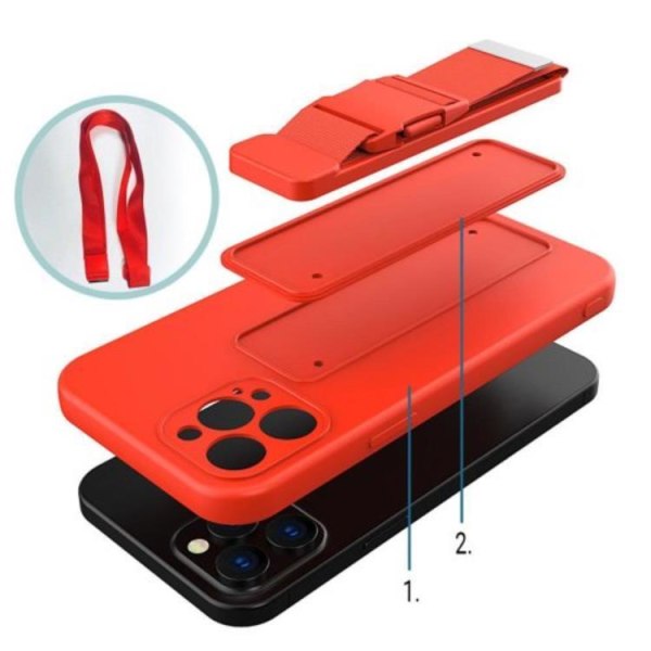 Rope Gel Airbag Cover Med Halsbånd iPhone XR - Rød Red