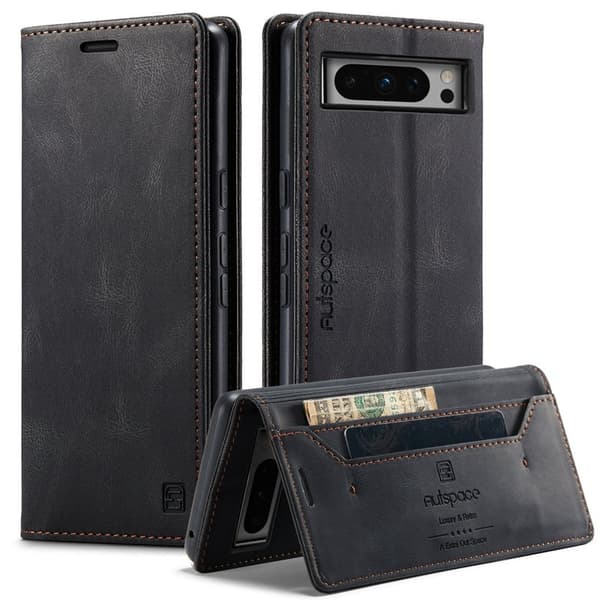 AUTSPACE Google Pixel 8 Pro Wallet Fodral KonstLäder - Svart