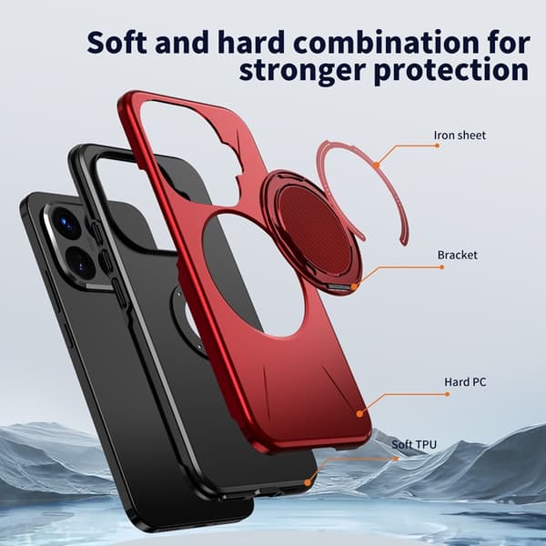 Mobilskal till Xiaomi 15T Pro Magsafe Rotating Kickstand TPU + PC Röd