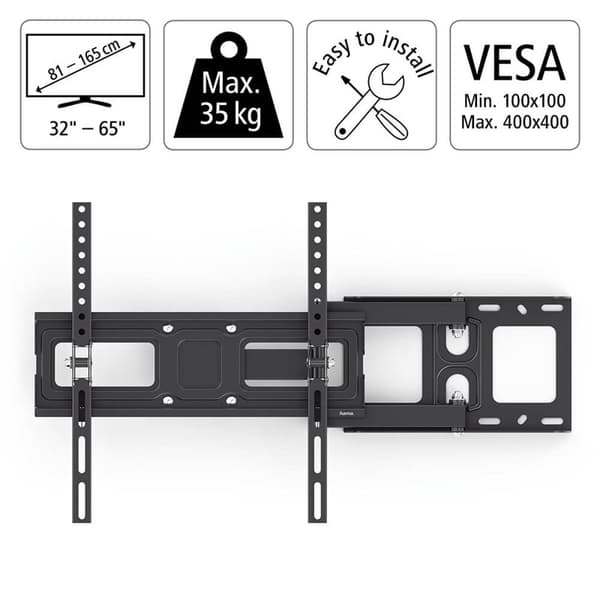 HAMA TV Vægmontering Full Motion VESA op til 400x400 65" Sort