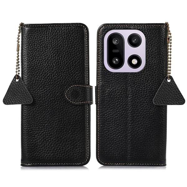 OnePlus 15 5G Plånboksfodral Äkta Läder RFID Blocking Svart